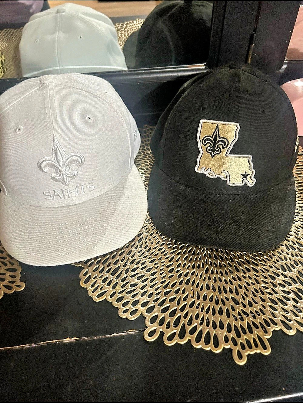 New Era 59FIFTY Saints Fitted Hat Black & White Size 7 5/8
